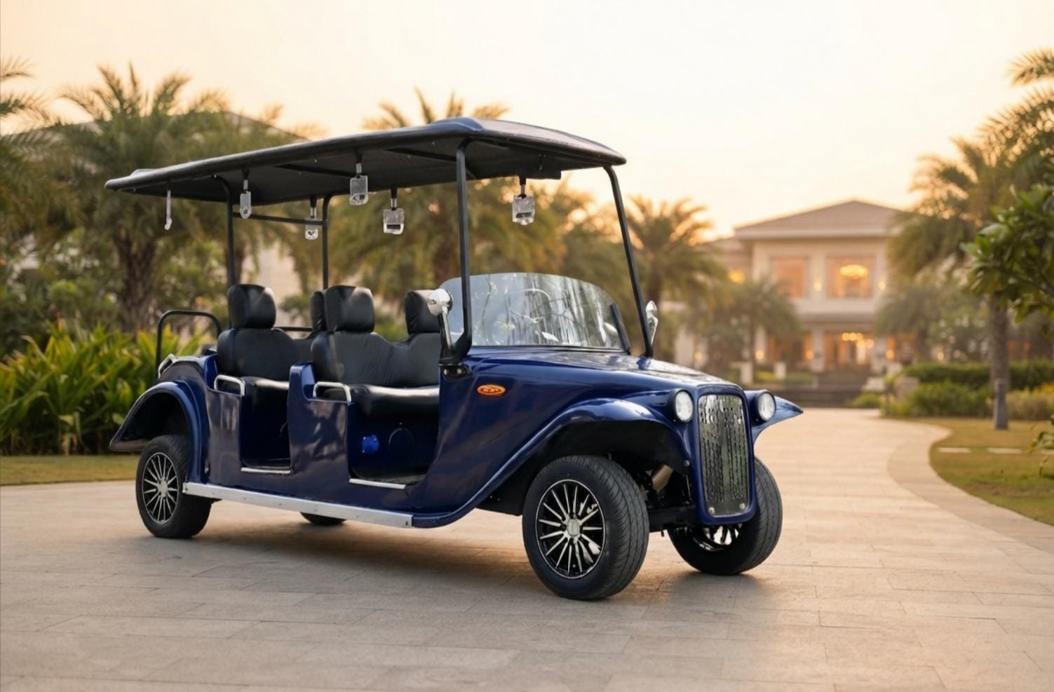 Vintage electric golf buggy used at a heritage property